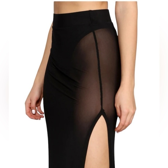 SHEER MESH GOTHIC LOLITA MAXI PLUSSE SKIRT Black Wide Waistband 2X Dark … - Picture 4 of 11